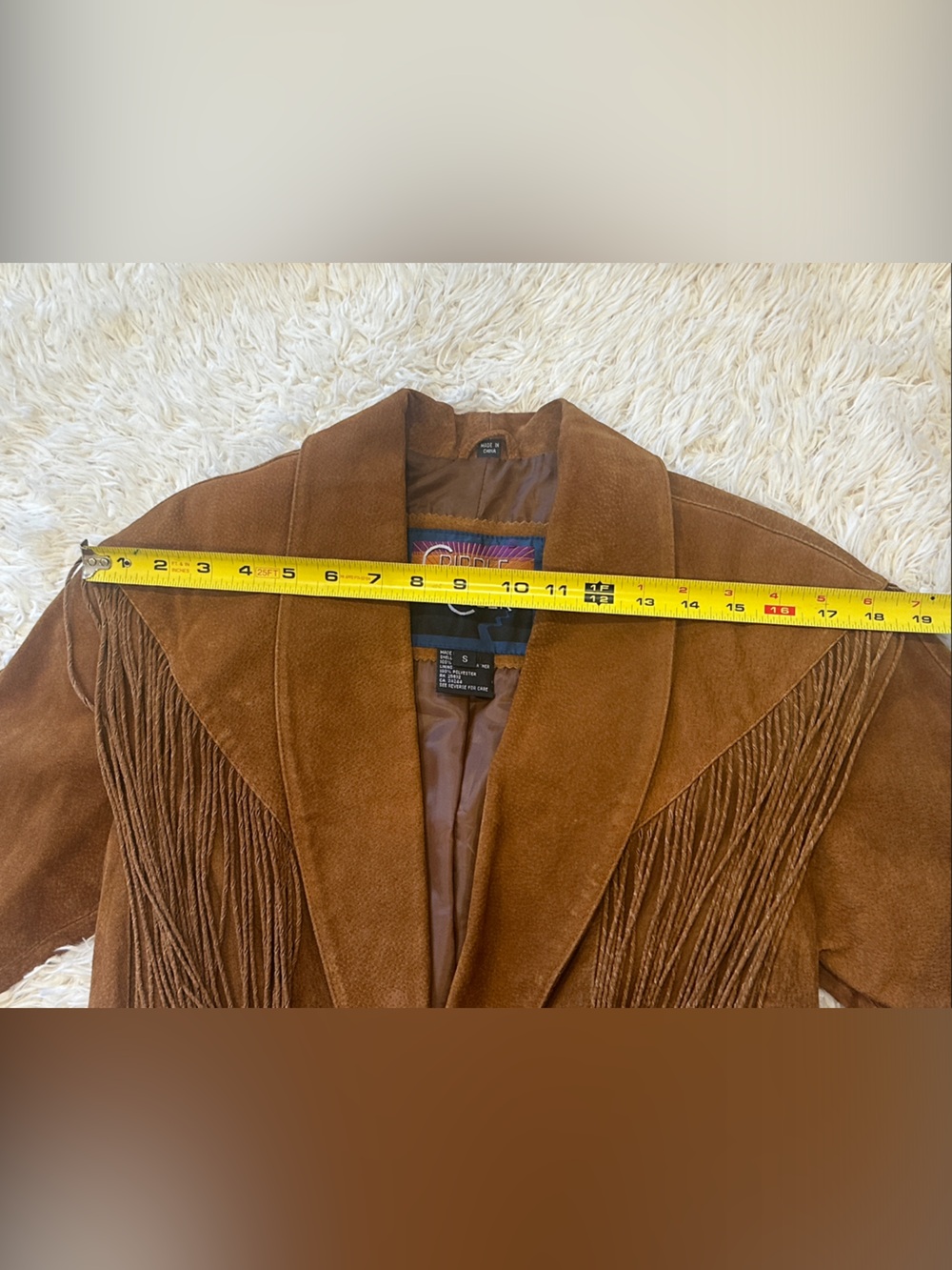 Vintage Brown Leather Suede Fringe Jacket by Circle Creek - Picture 3 of 11